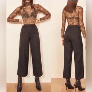 NWT REFORMATION Peche High Rise Crop Trousers Black 4